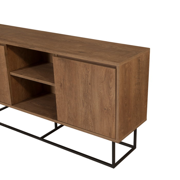 Hanah Home Consola Moderna e Industrial Nogal y Negro con Almacenamiento 140x72x36 cm